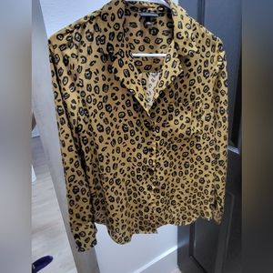 Leopard button down blouse